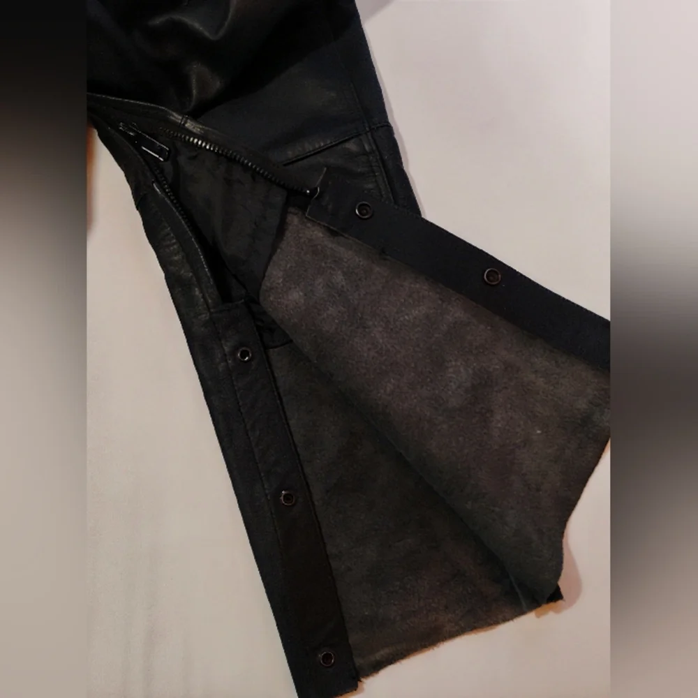 Vintage Xelement Men’s Leather Motorcycle Pants 42 Black Straight Leg Cruiser St - Picture 4 of 8